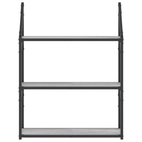 Wandregal 3 Fächer Grau Sonoma 60x21x78,5 cm Holzwerkstoff
