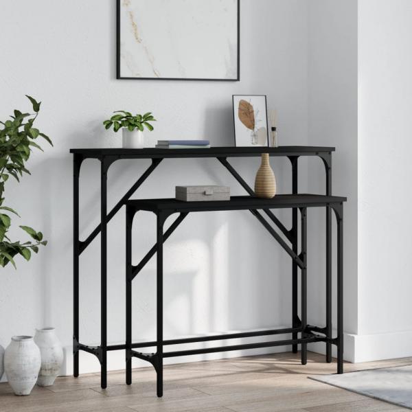 ARDEBO.de - Konsolentische 2 Stk. Schwarz Holzwerkstoff