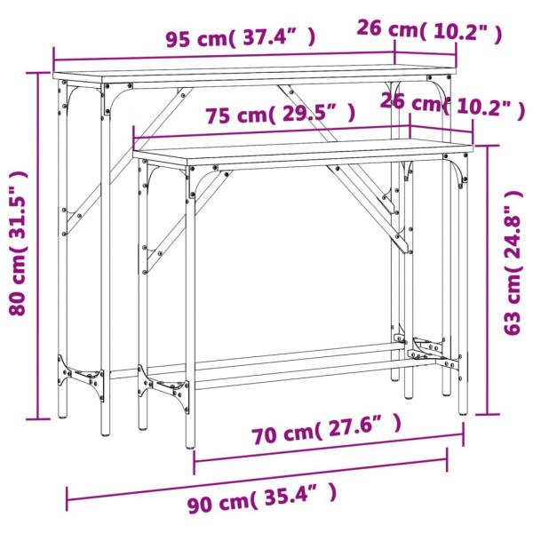 Konsolentische 2 Stk. Braun Eichen-Optik Holzwerkstoff