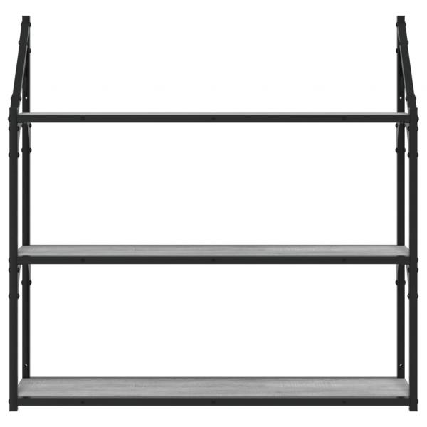 Wandregal 3 Fächer Grau Sonoma 80x21x78,5 cm Holzwerkstoff