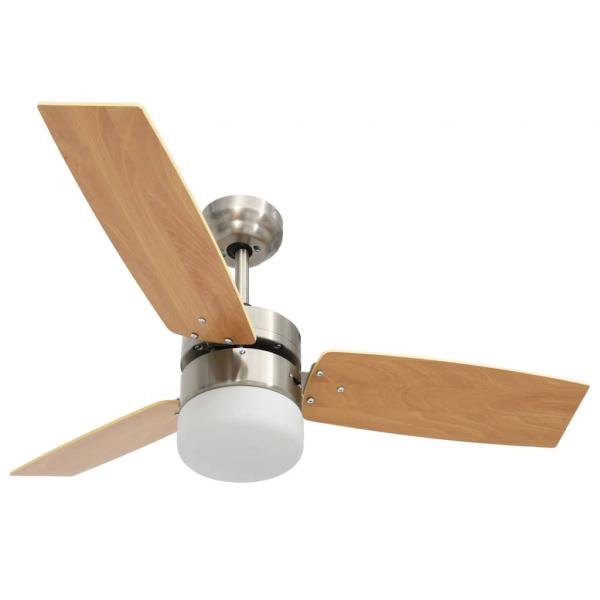 Deckenventilator mit Licht und Fernbedienung 108 cm Hellbraun