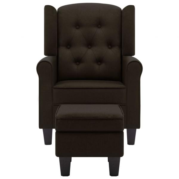 Sessel mit Fußhocker Dunkelbraun Stoff 