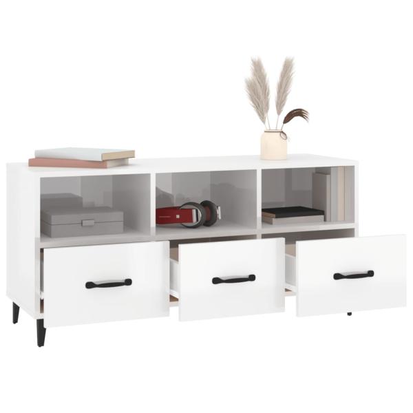 ARDEBO.de - TV-Schrank Hochglanz-Weiß 102x35x50 cm Holzwerkstoff