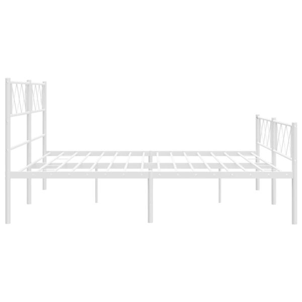 Bettgestell mit Kopf- und Fußteil Metall Weiß 180x200 cm