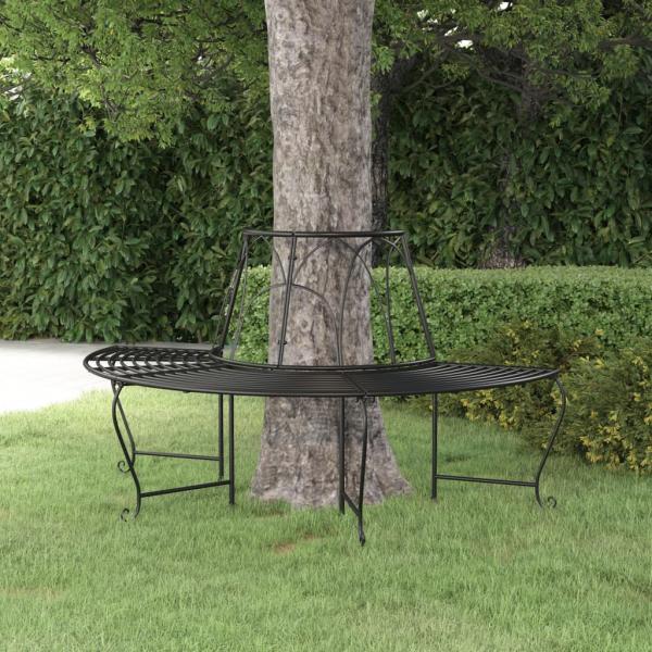 ARDEBO.de - Baumbank Halbrund Ø159 cm Schwarz Stahl