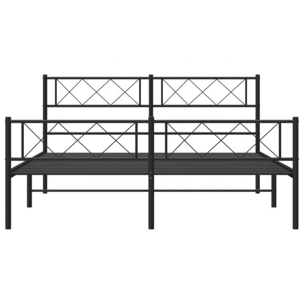 Bettgestell mit Kopf- und Fußteil Metall Schwarz 120x200 cm