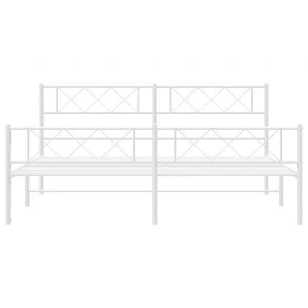 Bettgestell mit Kopf- und Fußteil Metall Weiß 183x213 cm