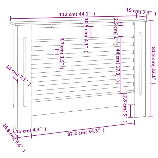 Heizkörperverkleidungen 2 Stk. Weiß 112 x 19 x 81,5 cm MDF
