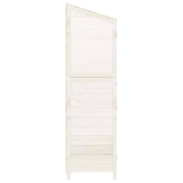 Geräteschuppen Weiß 55x52x174,5 cm Massivholz Tanne