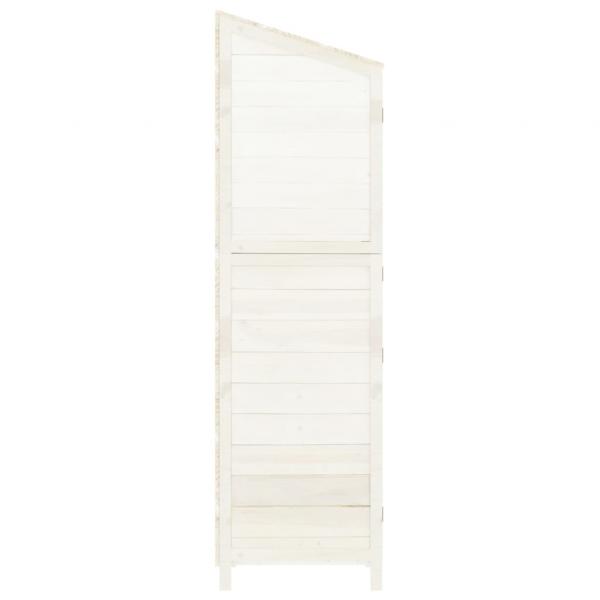 Geräteschuppen Weiß 102x52x174,5 cm Massivholz Tanne