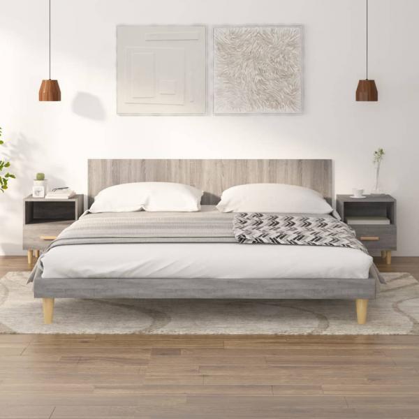 ARDEBO.de - Nachttische 2 Stk. Grau Sonoma 40x35x47 cm