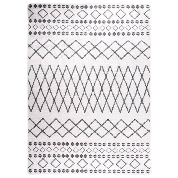 ARDEBO.de - Teppich Waschbar Schwarz und Weiß 120x180 cm Rutschfest