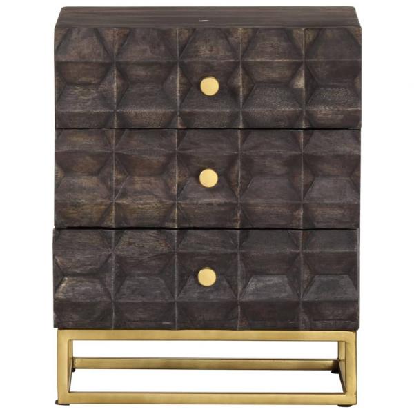 Nachttisch Schwarz 40x30x50 cm Massivholz Mango 
