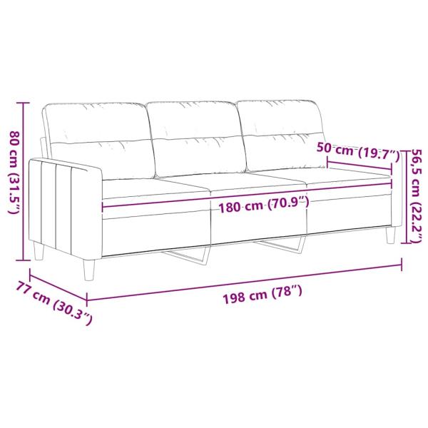 3-Sitzer-Sofa Hellgrau 180 cm Stoff