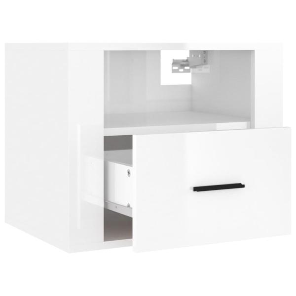 ARDEBO.de - Wand-Nachttisch Hochglanz-Weiß 50x36x40 cm
