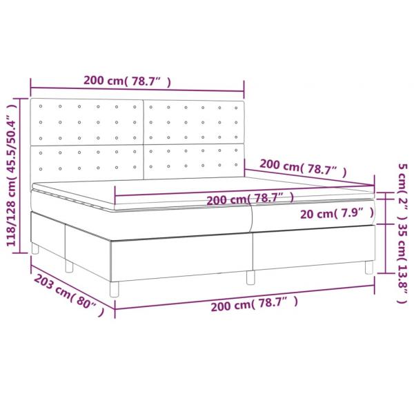 Boxspringbett mit Matratze & LED Grau 200x200 cm Kunstleder