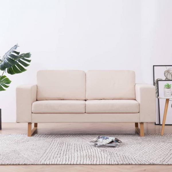 ARDEBO.de - 2-Sitzer-Sofa Stoff Cremeweiß