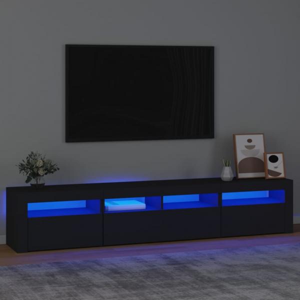 ARDEBO.de - TV-Schrank mit LED-Leuchten Schwarz 210x35x40 cm