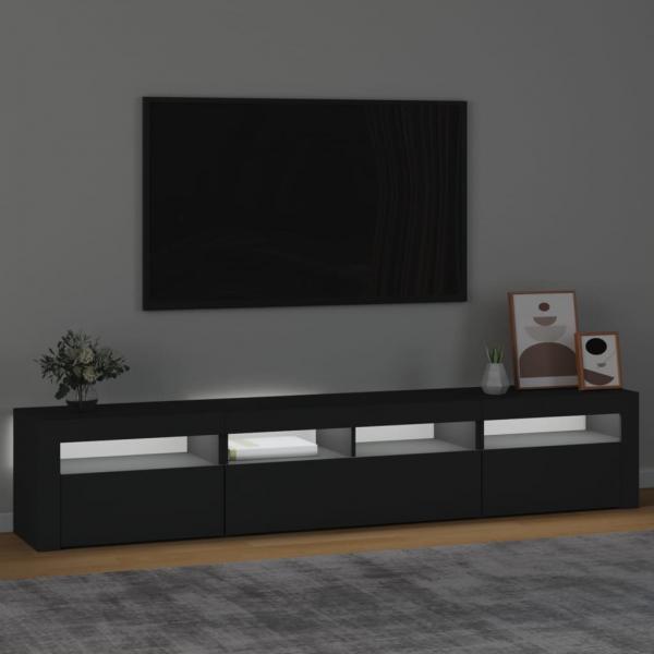 TV-Schrank mit LED-Leuchten Schwarz 210x35x40 cm