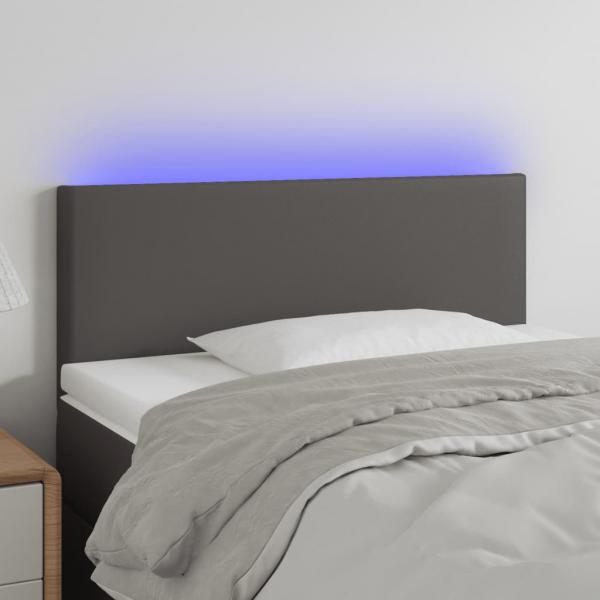 ARDEBO.de - LED Kopfteil Grau 100x5x78/88 cm Kunstleder
