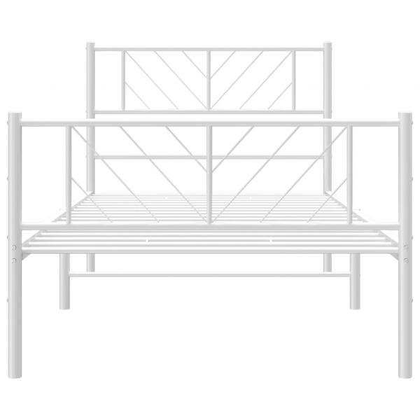 Bettgestell mit Kopf- und Fußteil Metall Weiß 100x200 cm