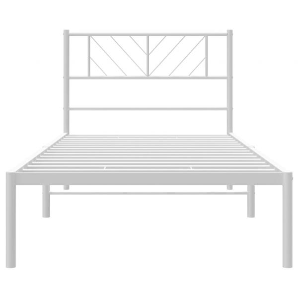 Bettgestell mit Kopfteil Metall Weiß 100x200 cm