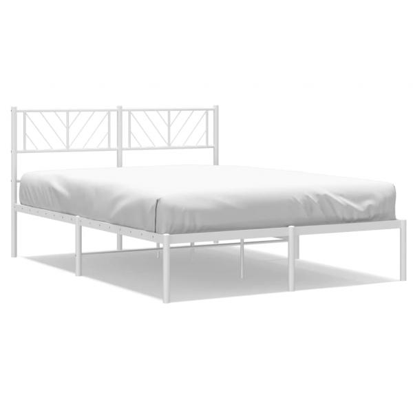 Bettgestell mit Kopfteil Metall Weiß 120x190 cm