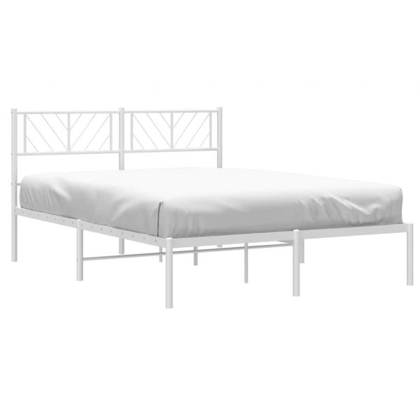 Bettgestell mit Kopfteil Metall Weiß 120x190 cm
