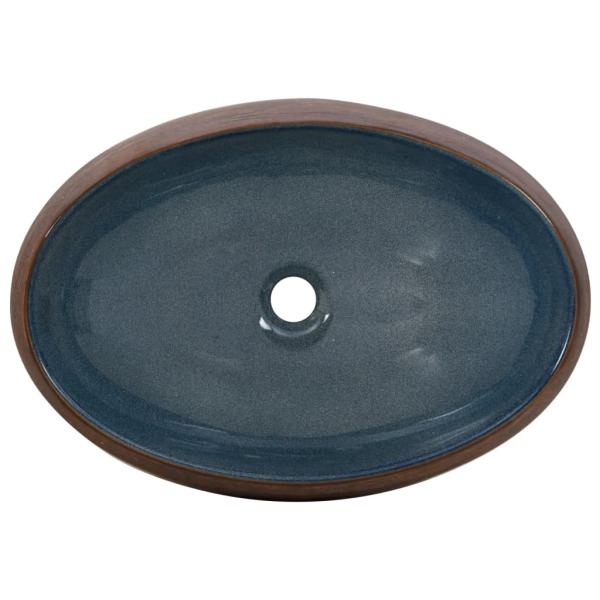 Aufsatzwaschbecken Braun und Blau Oval 59x40x15 cm Keramik