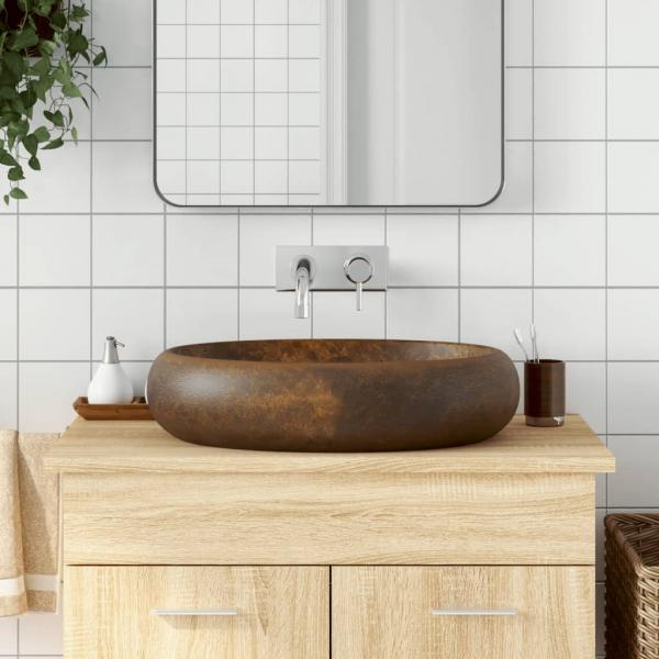 ARDEBO.de - Aufsatzwaschbecken Braun Oval 59x40x15 cm Keramik