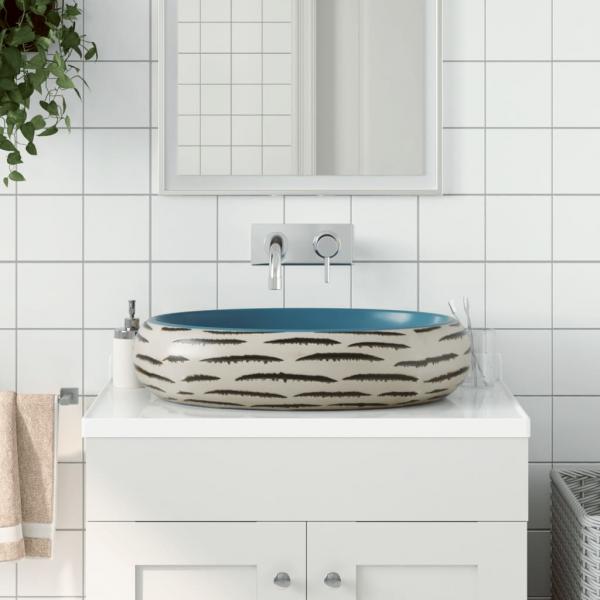 ARDEBO.de - Aufsatzwaschbecken Mehrfarbig Oval 59x40x15 cm Keramik