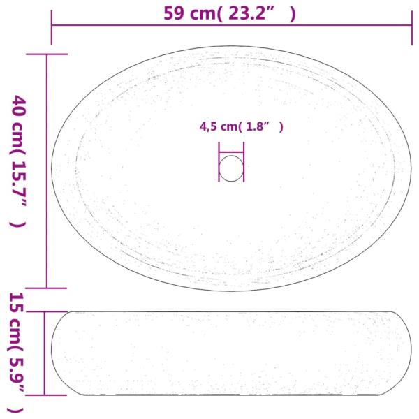Aufsatzwaschbecken Braun und Blau Oval 59x40x15 cm Keramik