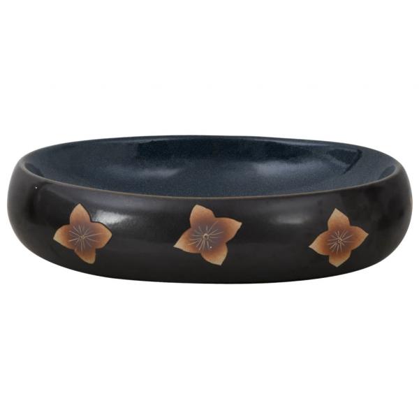 Aufsatzwaschbecken Schwarz und Blau Oval 59x40x15 cm Keramik