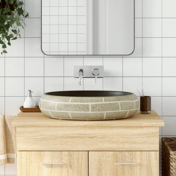 ARDEBO.de - Aufsatzwaschbecken Mehrfarbig Oval 59x40x15 cm Keramik
