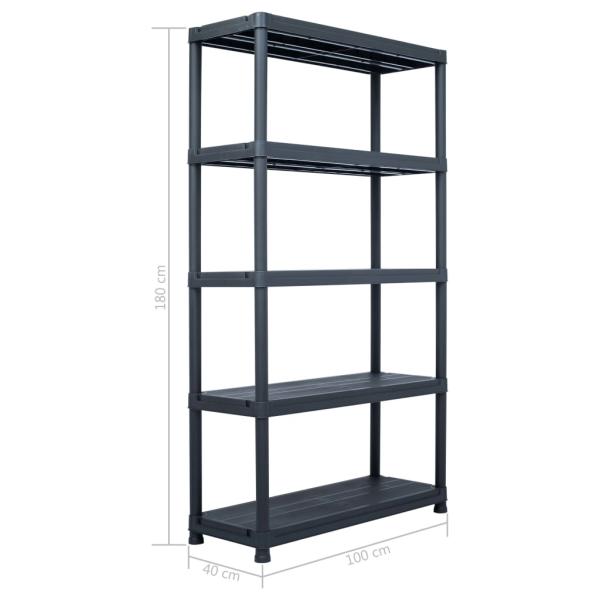 ARDEBO.de - Lagerregal Schwarz 220 kg 90 x 40 x 138 cm Kunststoff