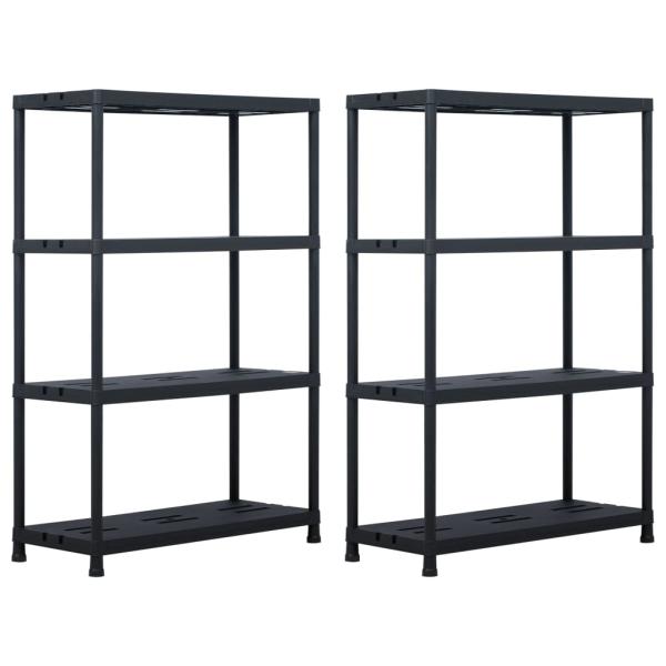 ARDEBO.de - Lagerregale 2 Stk. Schwarz 220 kg 90 x 40 x 138 cm Kunststoff