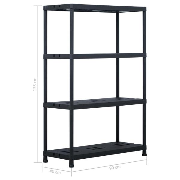 Lagerregale 2 Stk. Schwarz 220 kg 90 x 40 x 138 cm Kunststoff