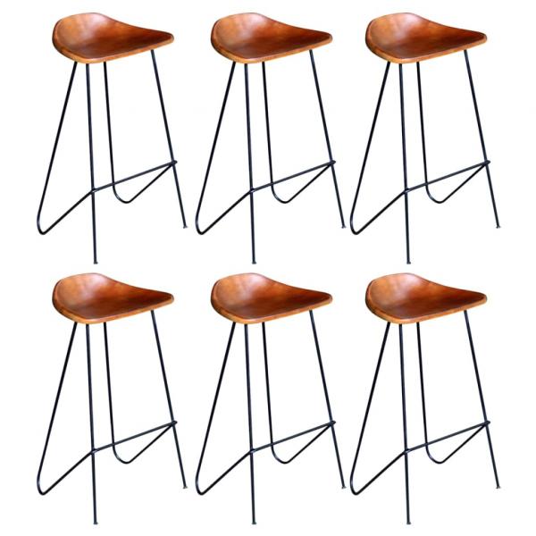 ARDEBO.de - Barhocker 6 Stk. Braun Echtleder