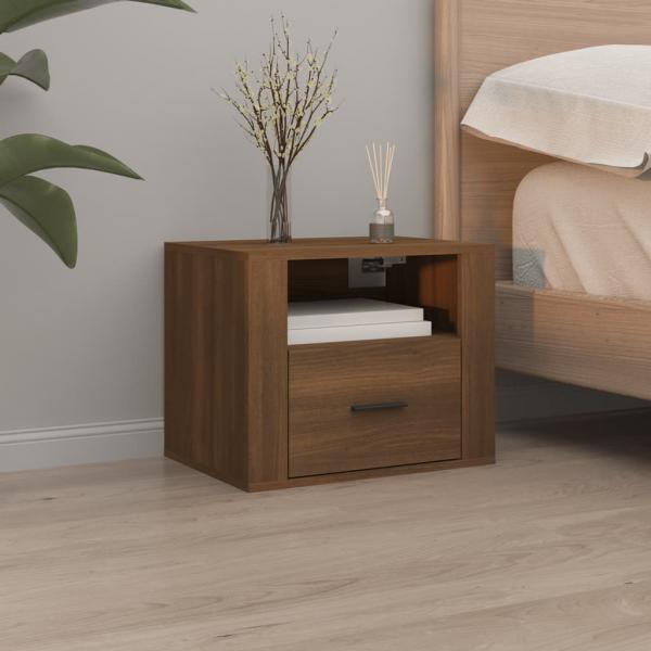 ARDEBO.de - Wand-Nachttisch Braun Eichen-Optik 50x36x40 cm