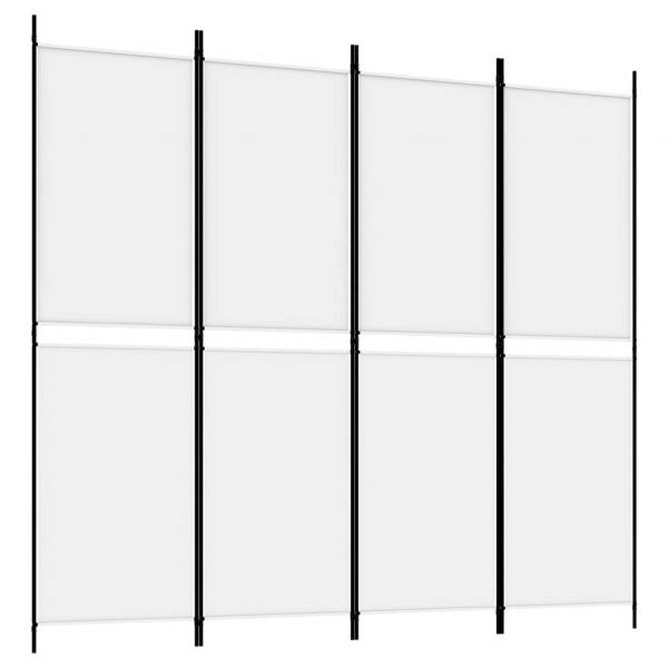 4-tlg. Paravent Weiß 200x180 cm Stoff
