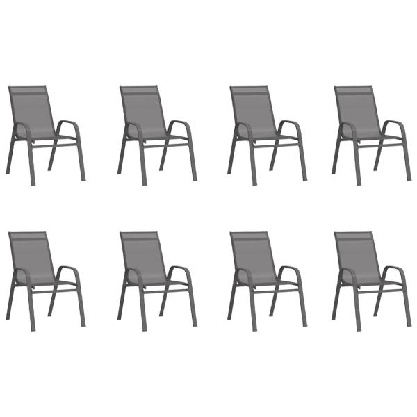 9-tlg. Garten-Essgruppe Grau und Schwarz