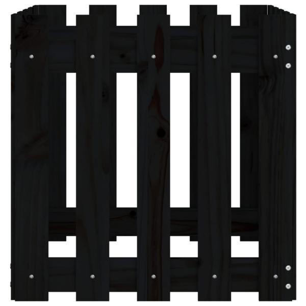 Pflanzkübel Lattenzaun-Design Schwarz 50x50x50 cm Kiefernholz