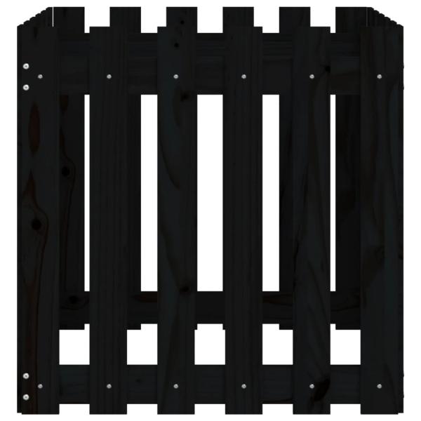 Pflanzkübel Lattenzaun-Design Schwarz 60x60x60 cm Kiefernholz