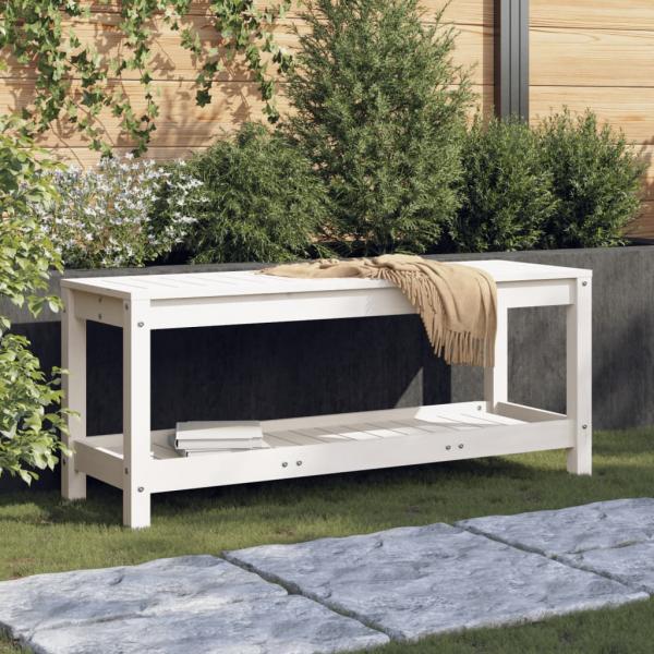 ARDEBO.de - Gartenbank Weiß 108x35x45 cm Massivholz Kiefer