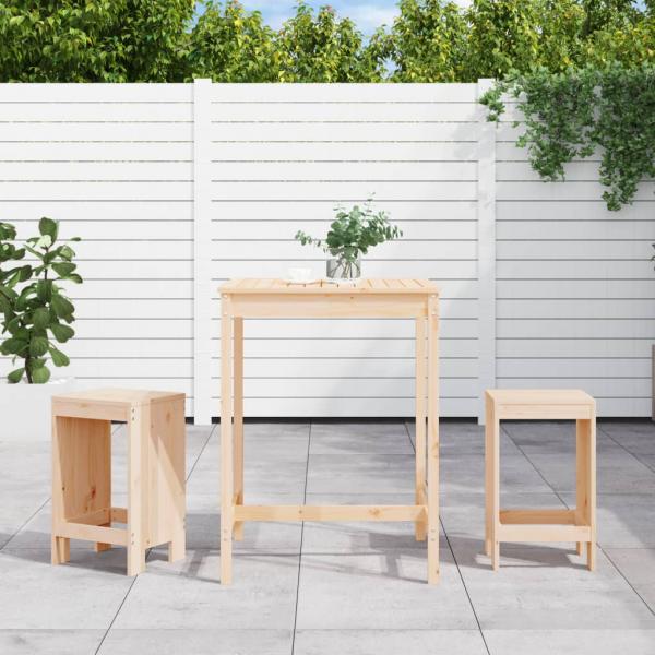ARDEBO.de - 3-tlg. Gartenbar-Set Massivholz Kiefer