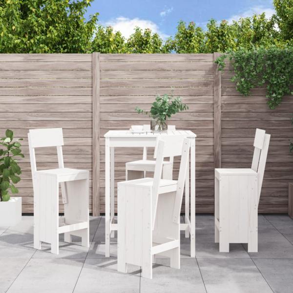ARDEBO.de - 5-tlg. Gartenbar-Set Weiß Massivholz Kiefer