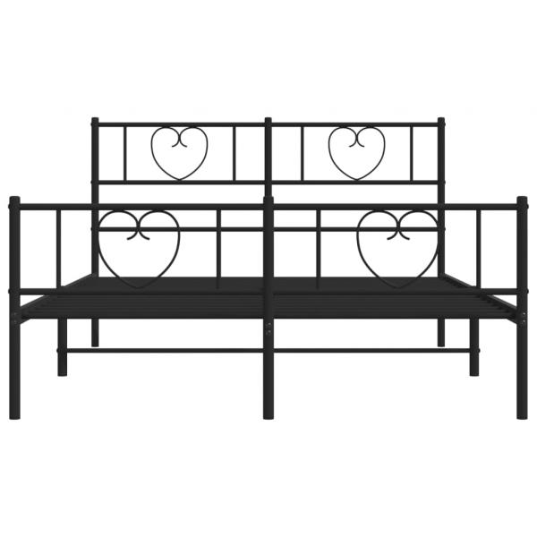 Bettgestell mit Kopf- und Fußteil Metall Schwarz 120x200 cm