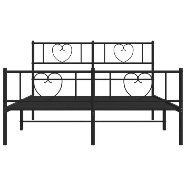Bettgestell mit Kopf- und Fußteil Metall Schwarz 160x200 cm