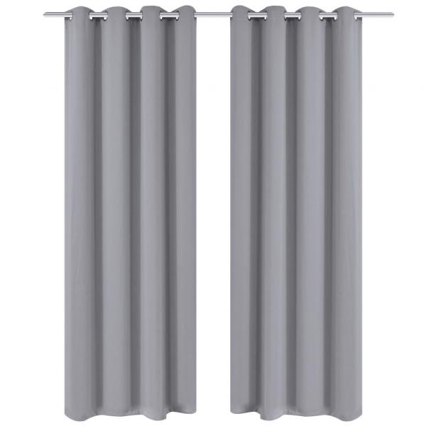 ARDEBO.de - Verdunkelungsvorhänge 2 Stk. mit Metallösen 135 x 175 cm Grau