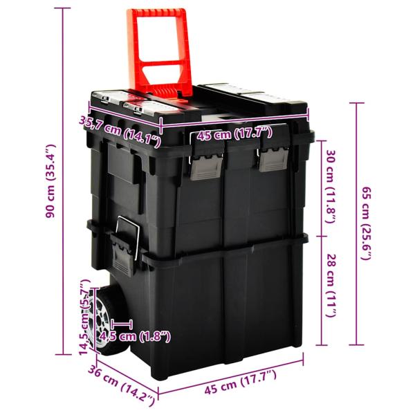 Werkzeug-Organizer Trolley mit Griff 46×36×41 cm